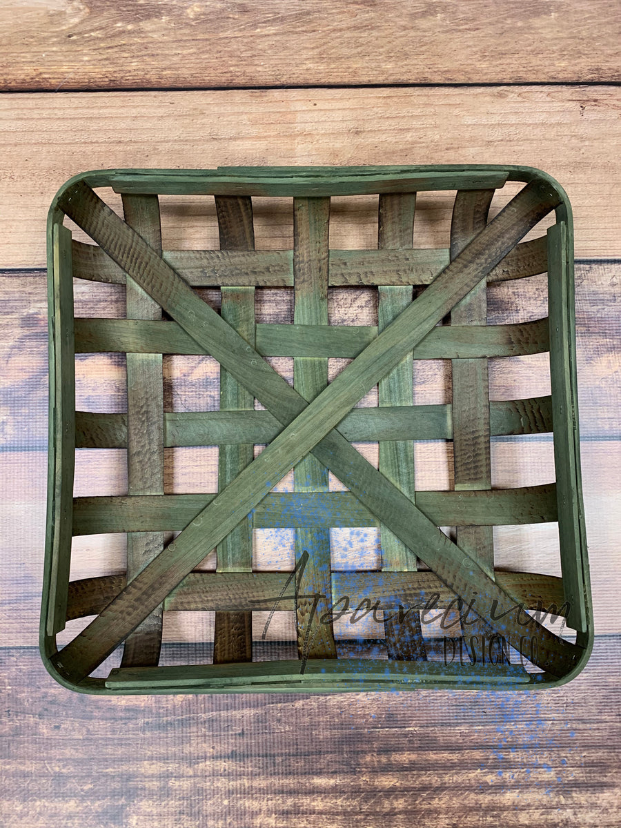 farmhouse tobacco baskets Rustic Set of 2 MelizaInteriorsInc 16 is a slatted wood frame with a graywash finish for a rustic look Farmhouse Tobacco Basket ApareciumDesignCo.