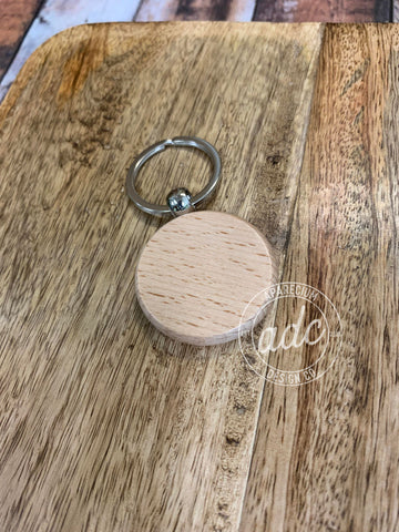Round Wooden Disc Keychain Laser Blank