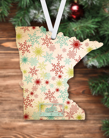 State of Minnesota Shaped Sublimation Hardboard Single Sided Ornament