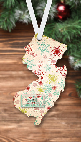 State of New Jersey Shaped Sublimation Hardboard Single Sided Ornament