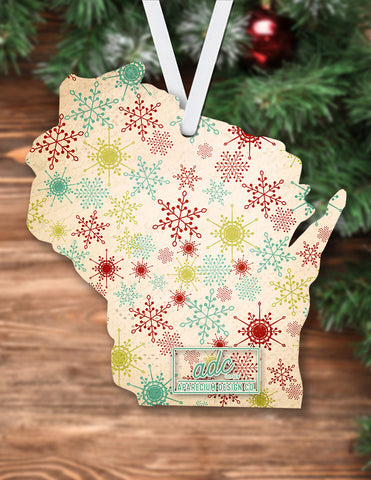 State of Wisconsin Shaped Sublimation Hardboard Single Sided Ornament