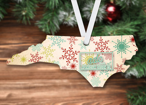 State of North Carolina Shaped Sublimation Hardboard Single Sided Ornament