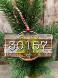 City Zip Code Marquee Christmas Ornament Design for Sublimation