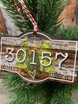 City Zip Code Marquee Christmas Ornament Design for Sublimation