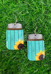 Seasonal Mason Jar Shaped Single Sided Earring Sublimation Blanks