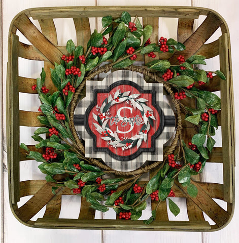 Christmas Farmhouse Tobacco Basket and Wreath Sublimation Kit