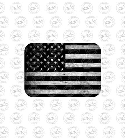Black and White Distressed American Flag Rectangle Patch Digital Design