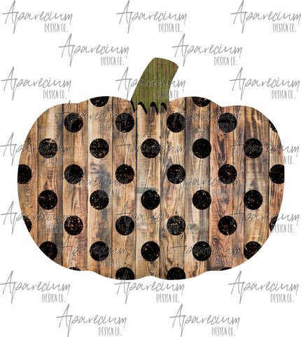 Fall Wooden Polka Dot Pumpkin  Sublimation Design