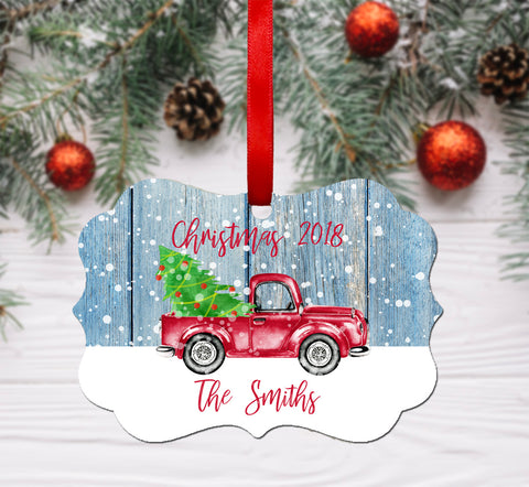 Red Truck Ornament Sublimation Design