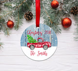 Red Truck Ornament Sublimation Design